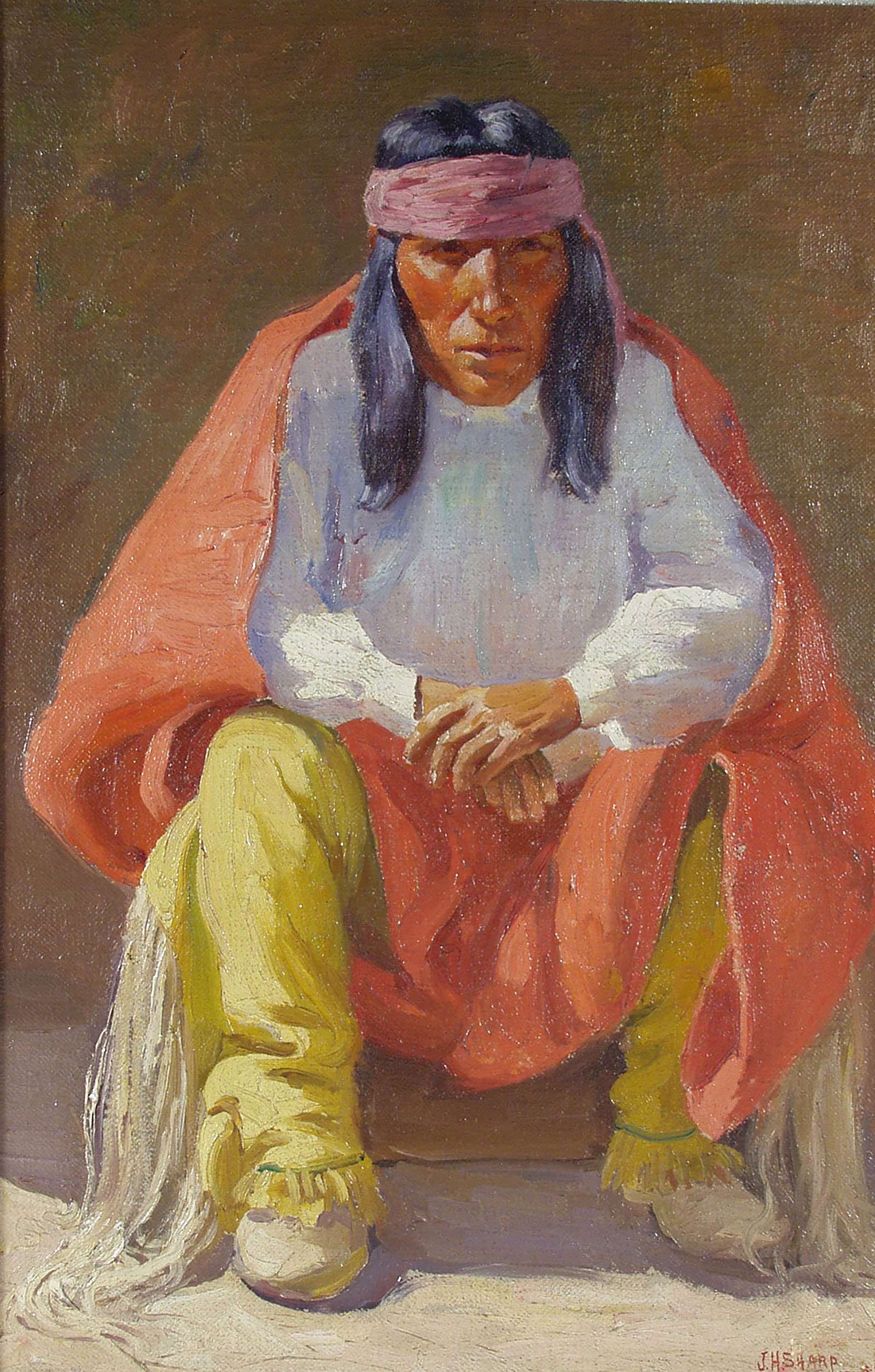 Untitled (Taos man, crouched, frontal view)